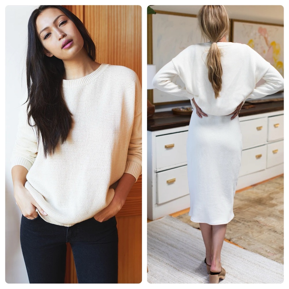Emerson Fry Carolyn Sweater Ivory Organic Size XS
